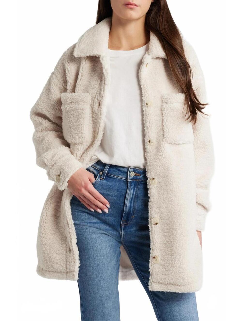 Thread & Supply Fleece Shirt Jacket NWT White Alyssum Medium